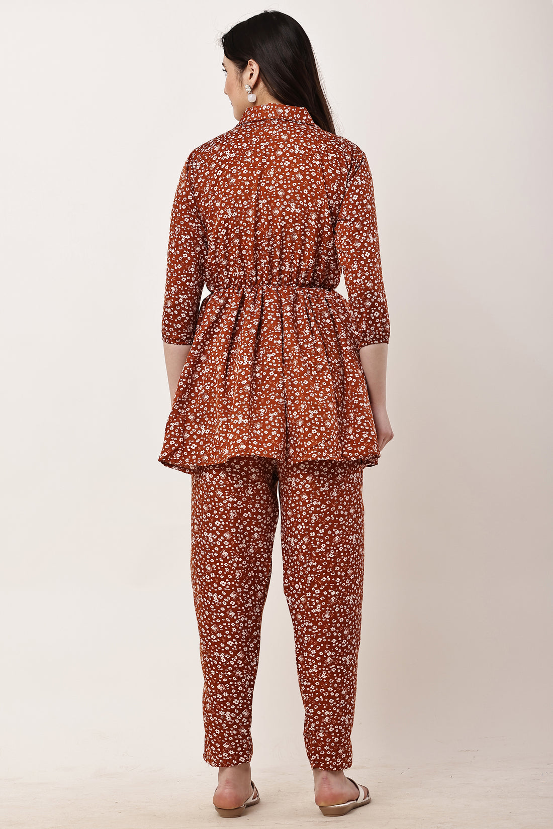 Stylish Brown Floral Co-Ord Set for Women