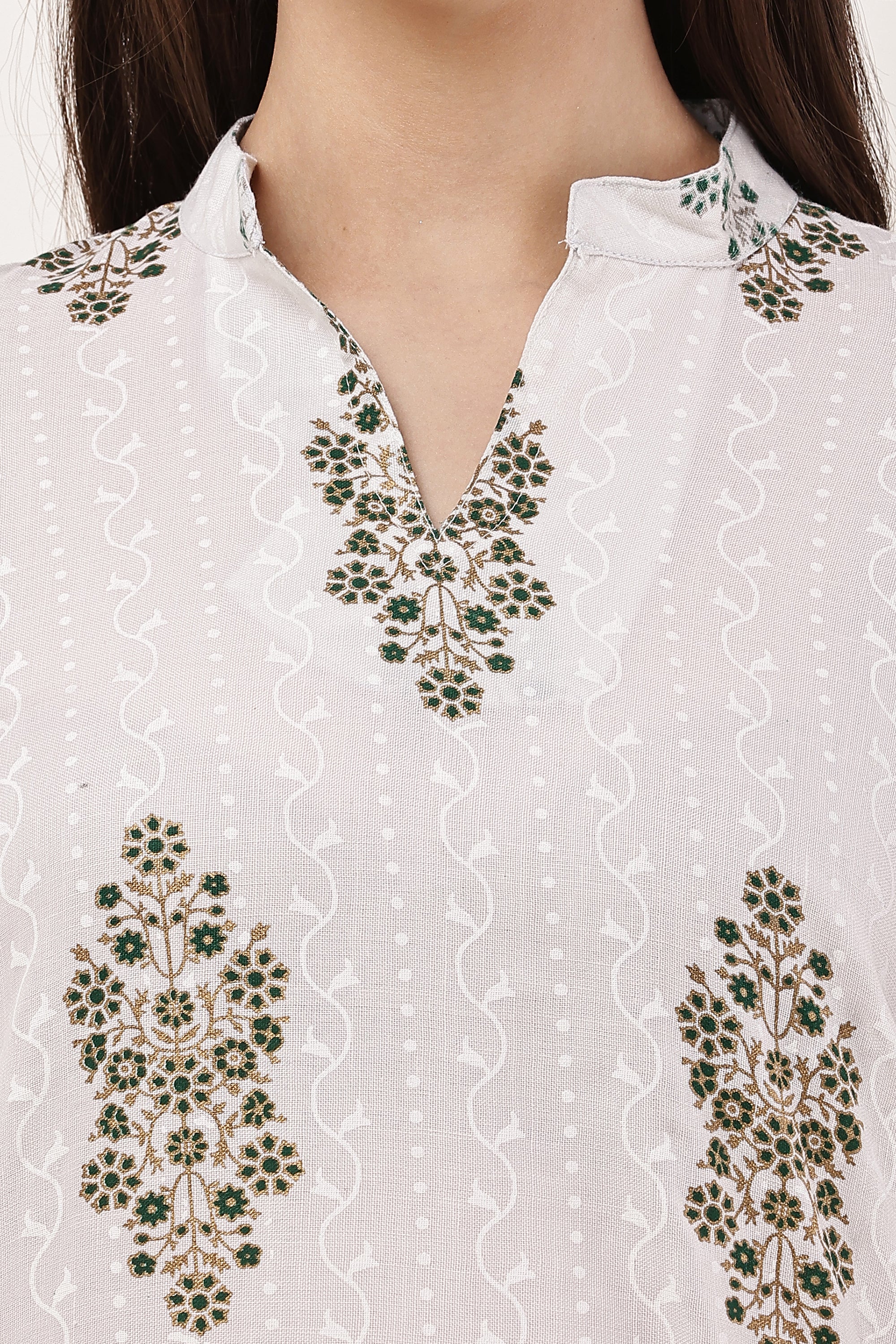 Elegant Beige Floral Print Kurta Pant Co-Ord Set