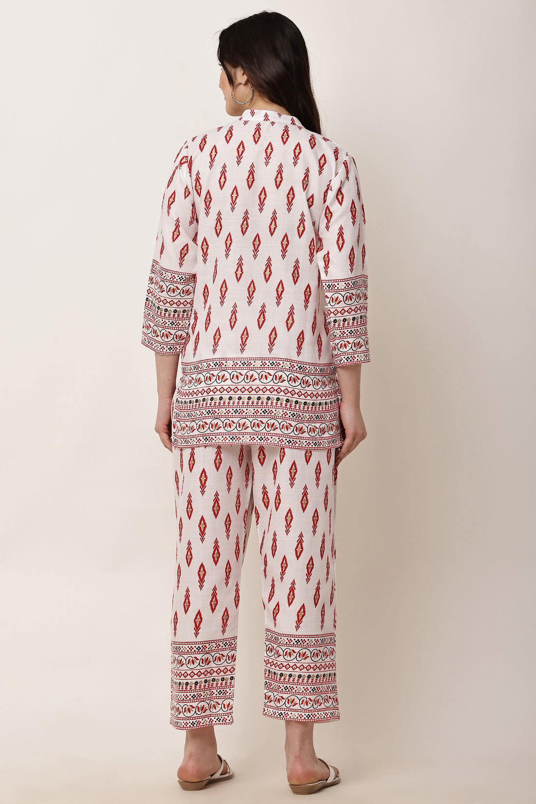 Red Ethnic Printed Co-Ord Set for Women