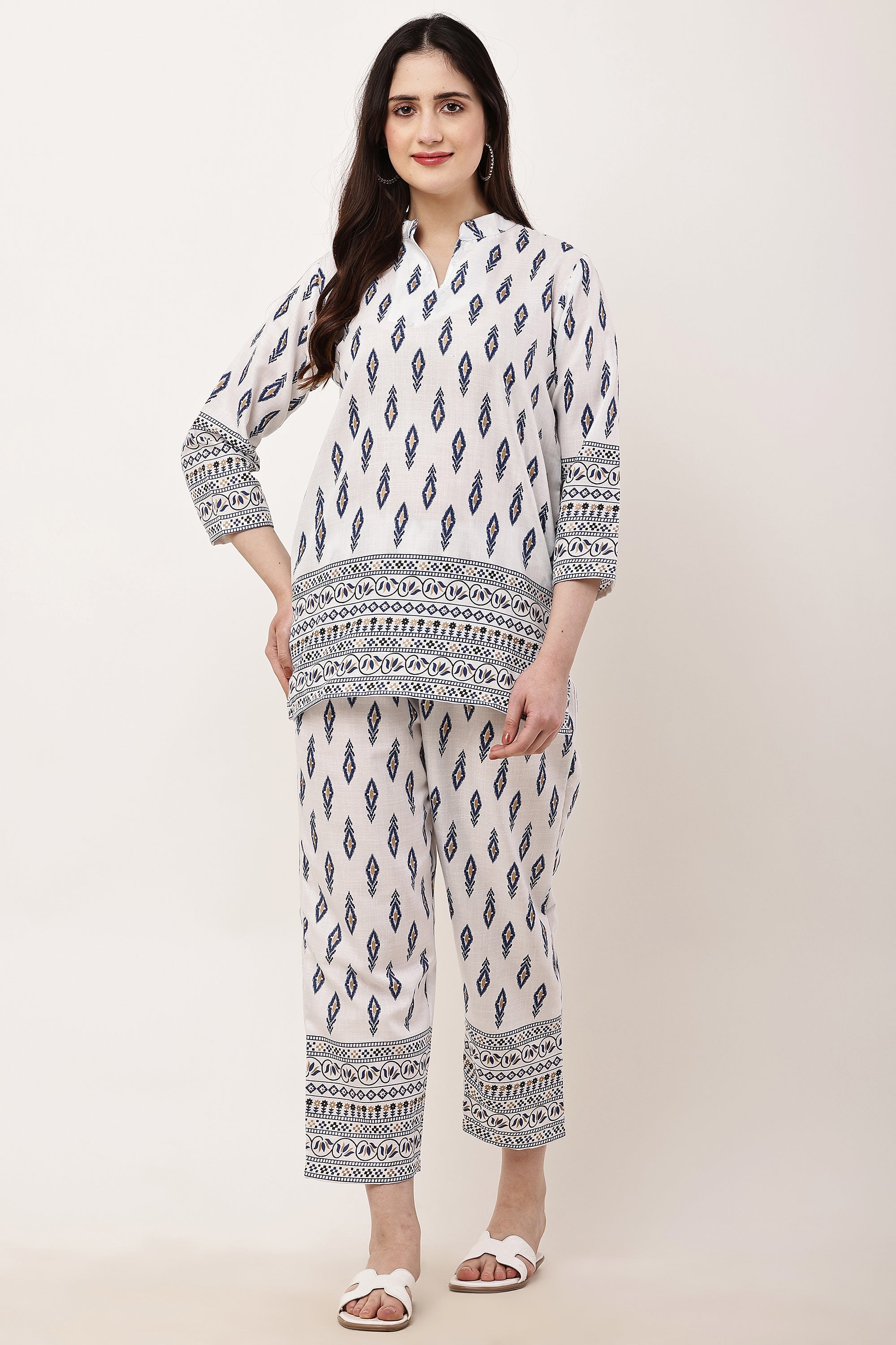 Elegant Indigo Ethnic Printed Women’s Co-Ord Set