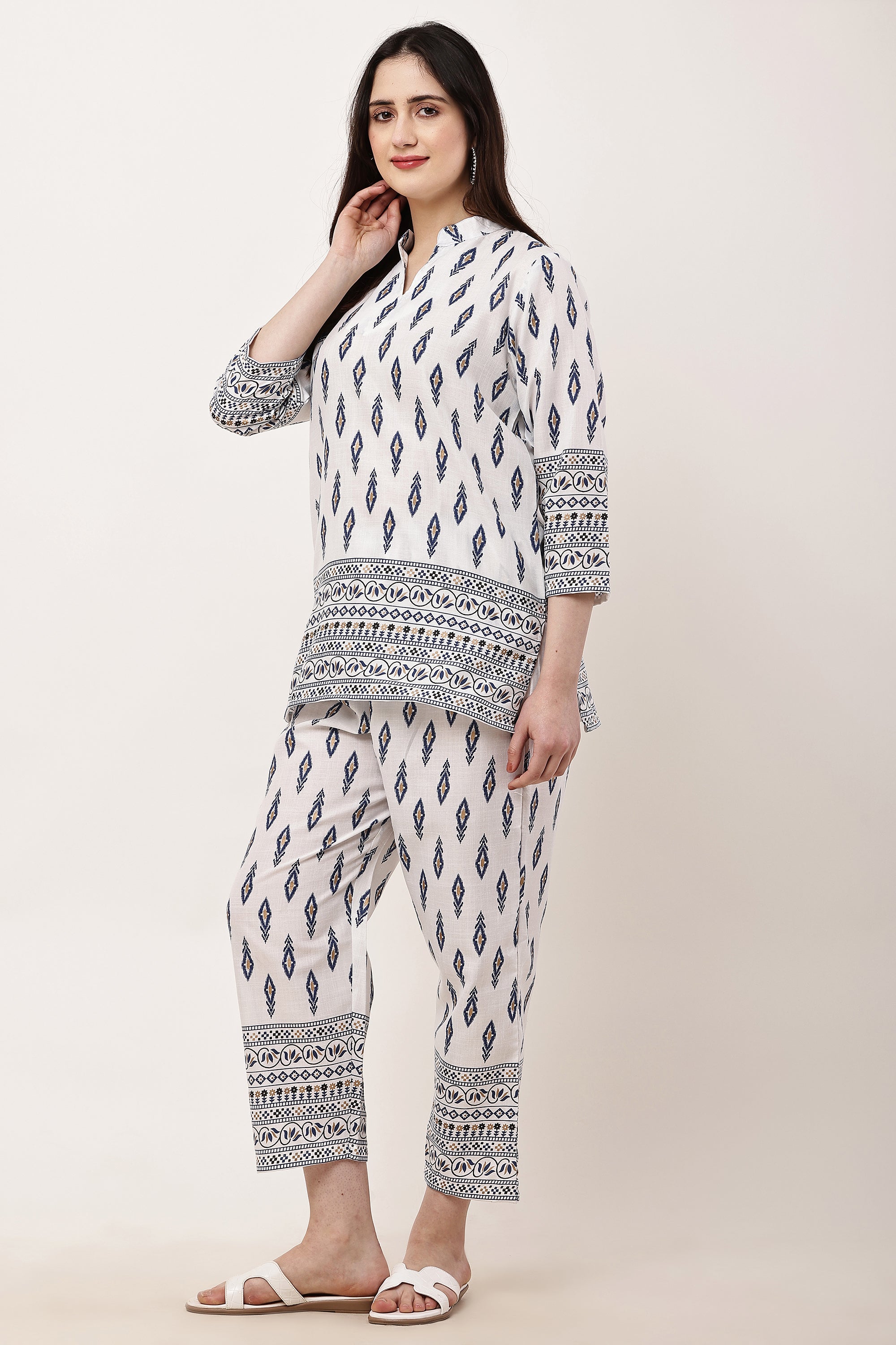 Elegant Indigo Ethnic Printed Women’s Co-Ord Set