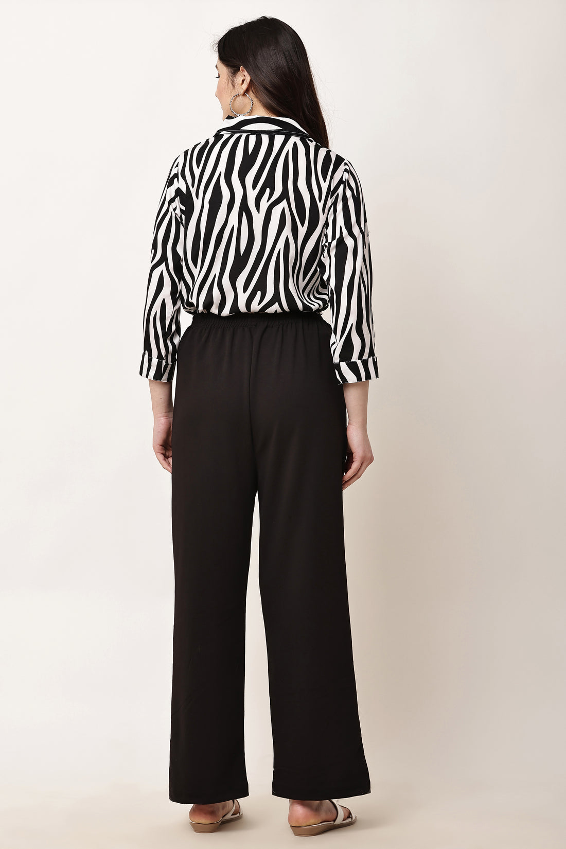 Zebra Print Shirt & Black Pant Co-Ord Set