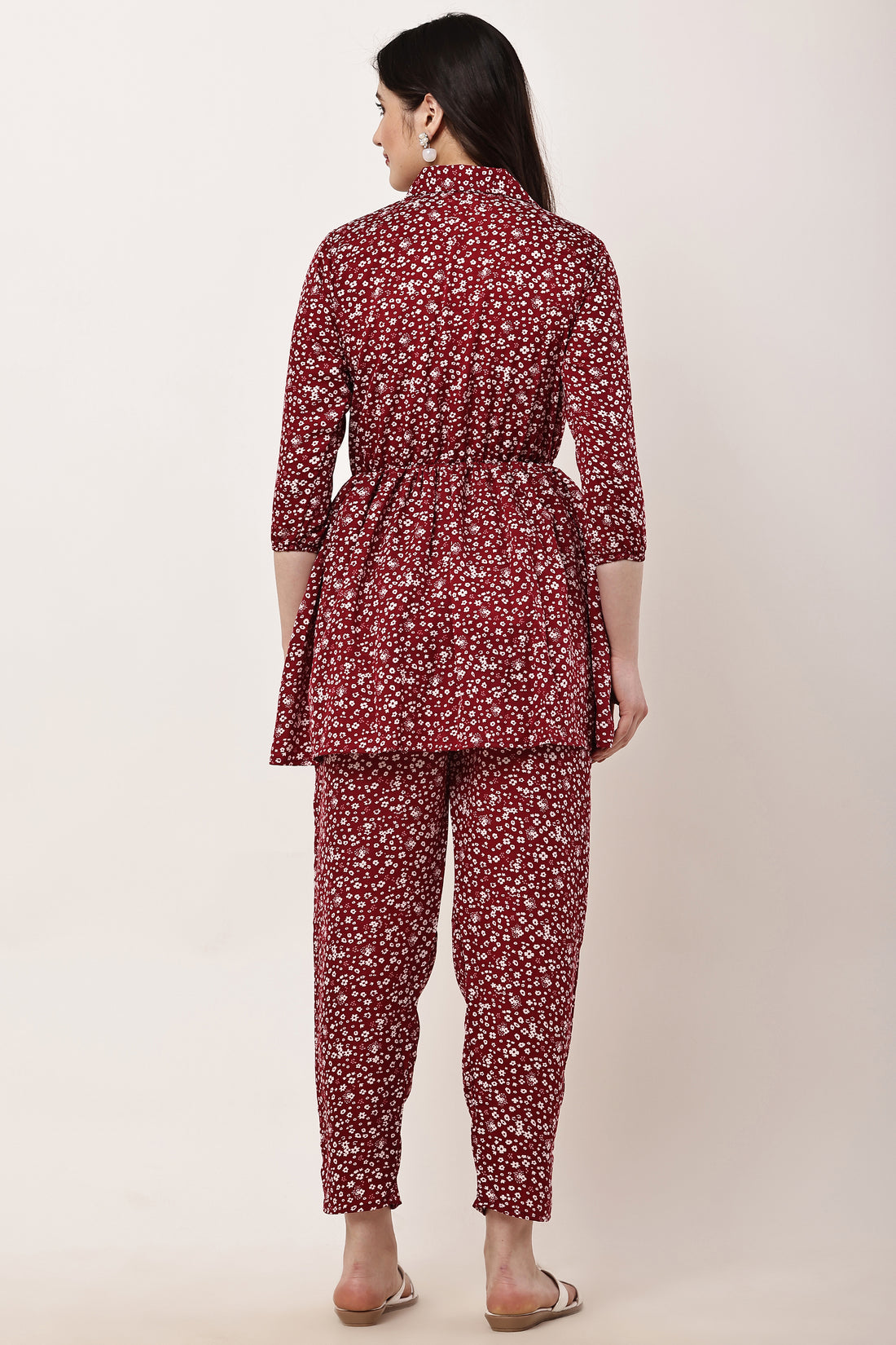 Stylish Maroon Floral Co-Ord Set for Women