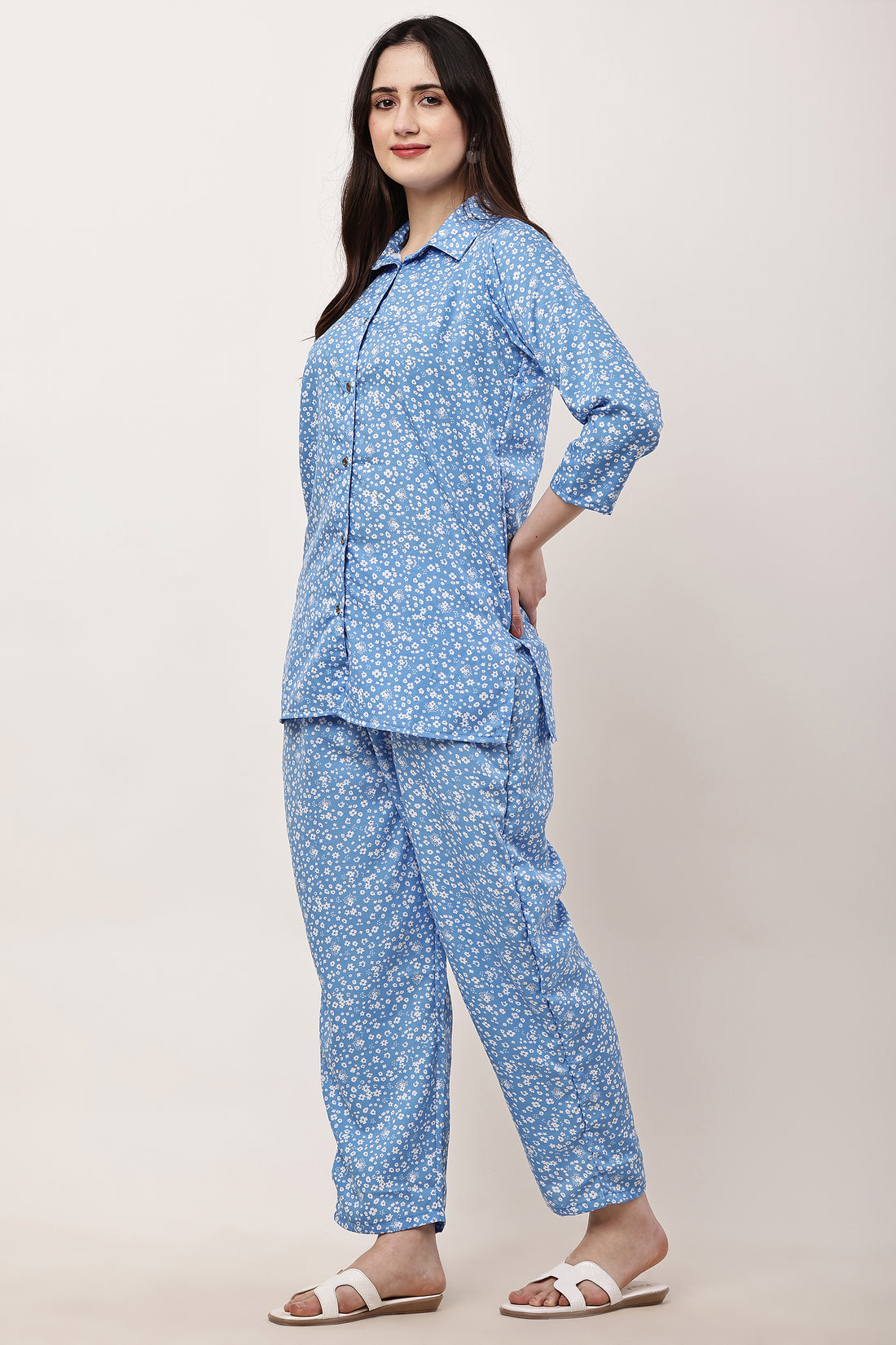 Stylish Blue Floral Co-Ord Set for Women