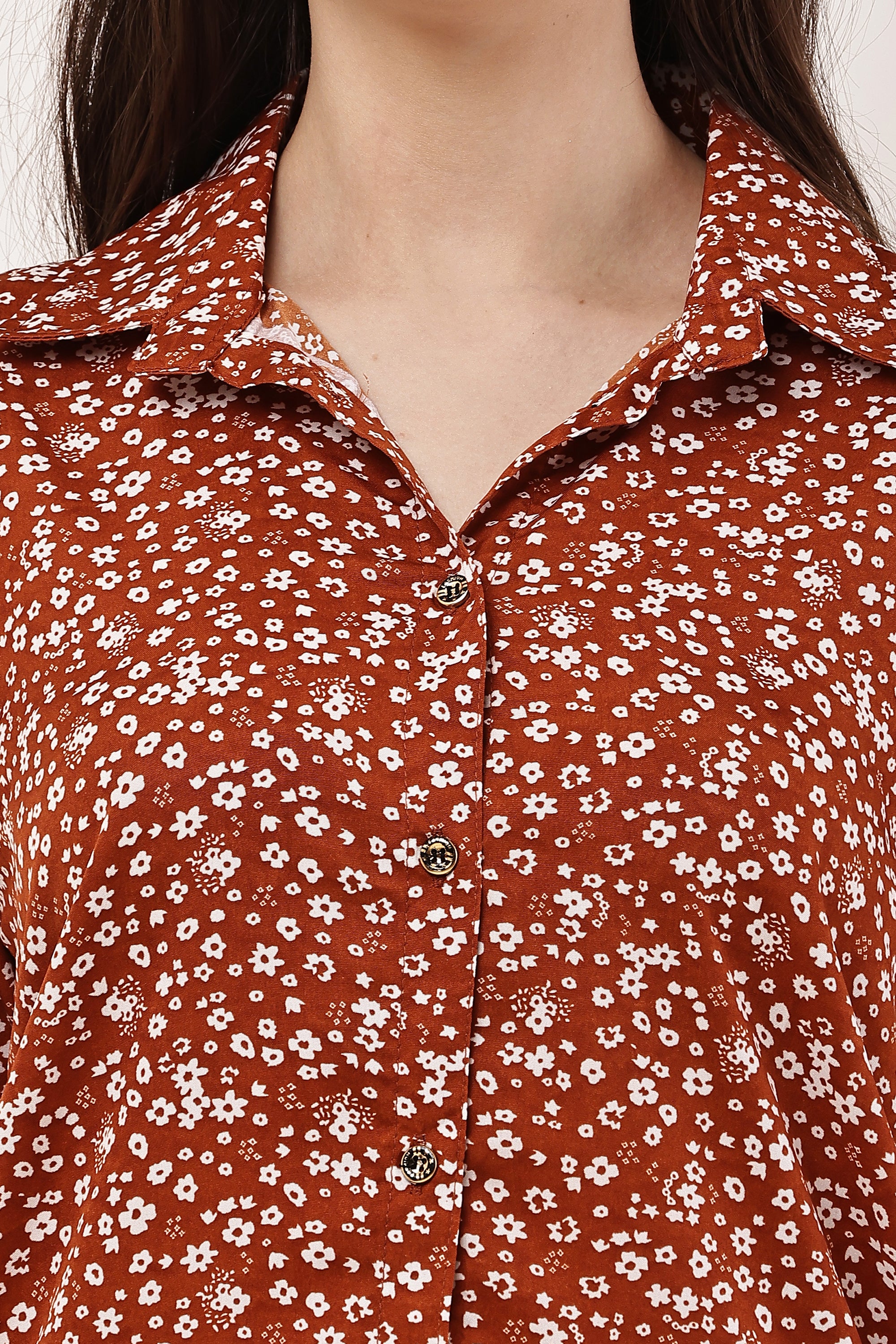 Brown Floral Straight Fit Co-Ord Set